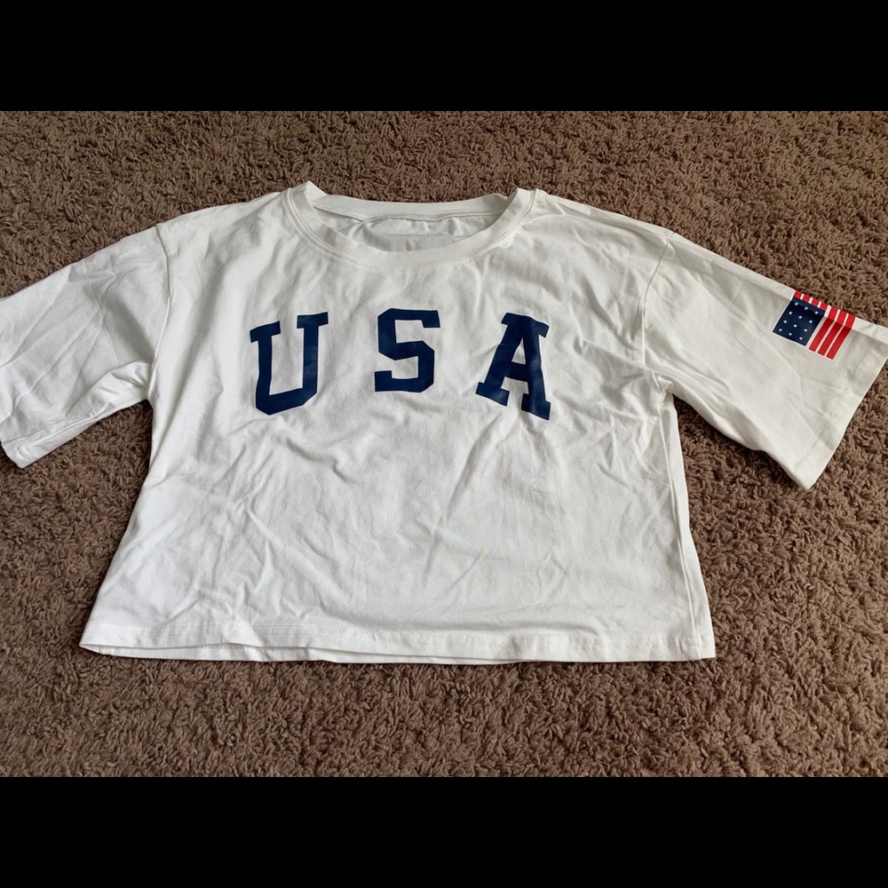White USA Crop Top